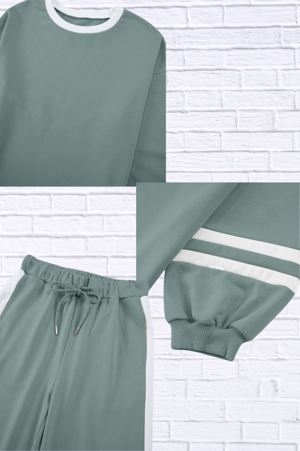 Varsity Stripe Patchwork Pullover and Pant Set