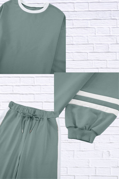 Varsity Stripe Patchwork Pullover and Pant Set