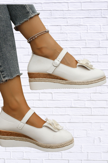 Flower Embellished Mary Jane Loafers