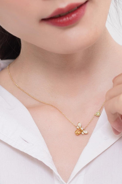 Bee Citrine and Olivine 14K Gold Plated Necklace