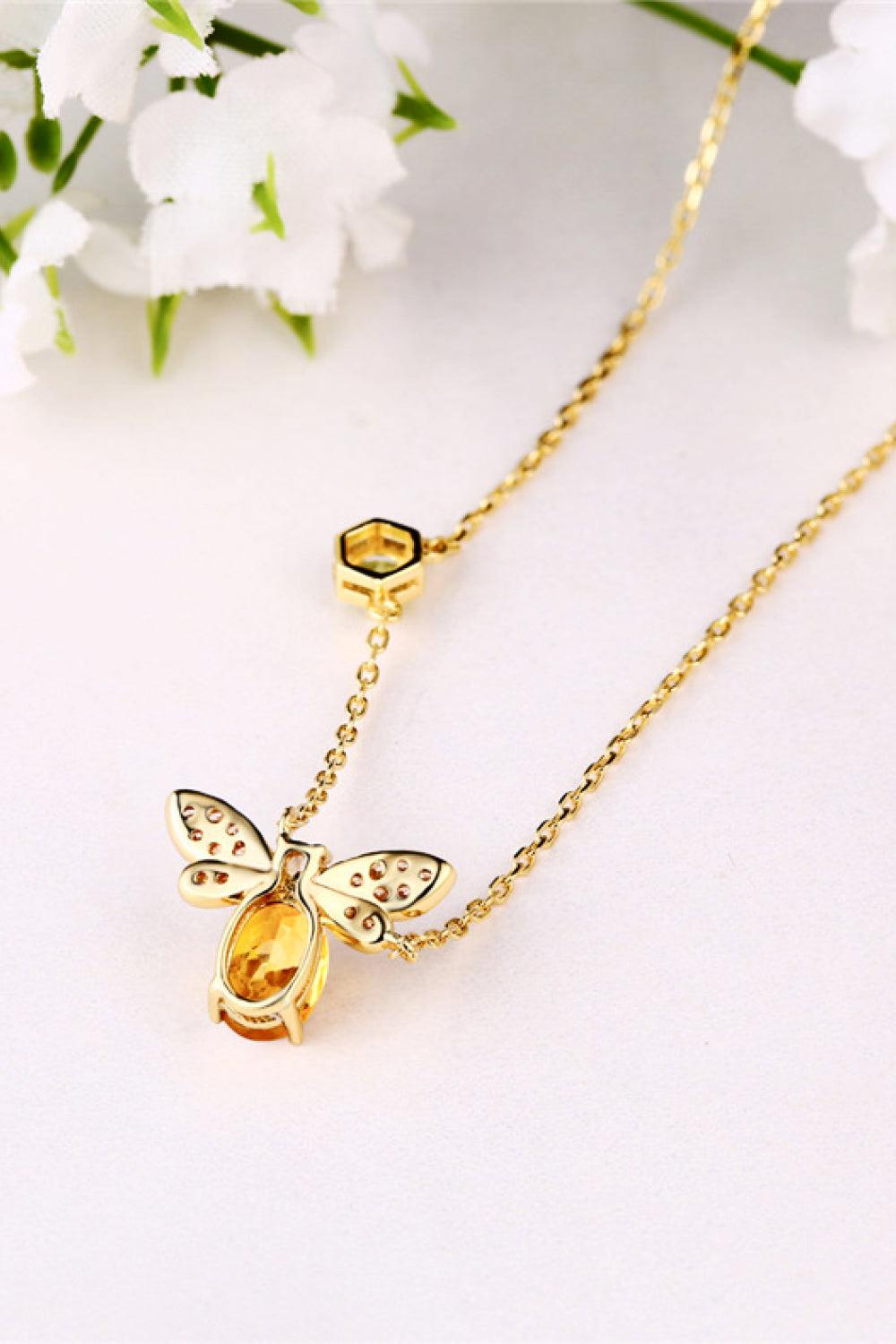 Bee Citrine and Olivine 14K Gold Plated Necklace