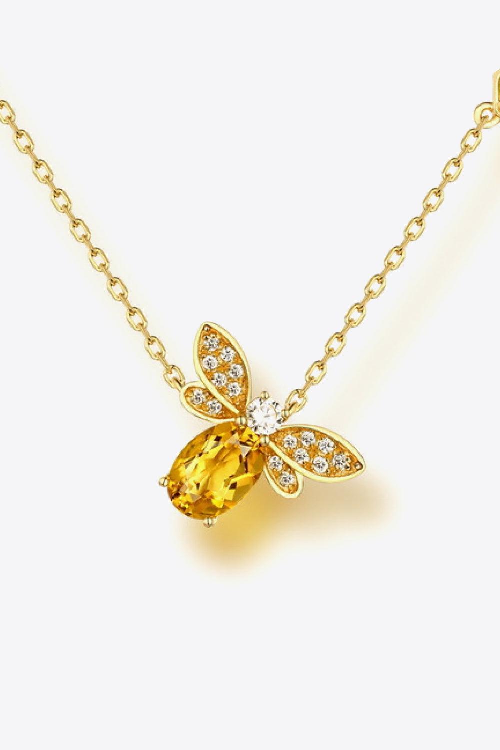 Bee Citrine and Olivine 14K Gold Plated Necklace