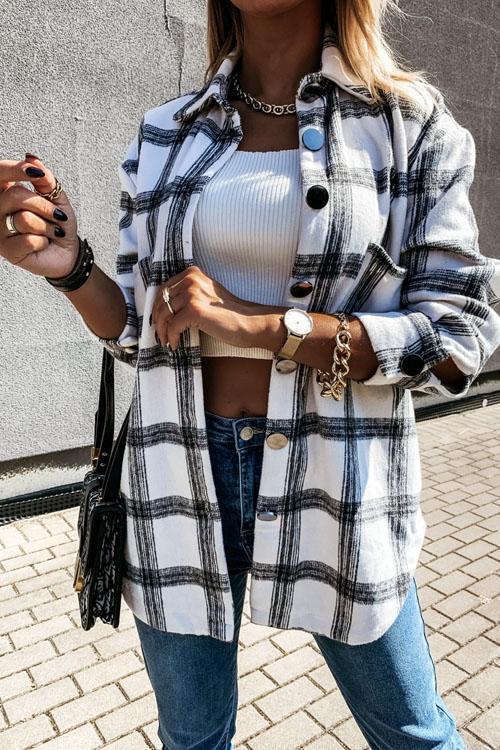 Clidress Retro Plaid Big Button Shirt Coat(11 Colors)