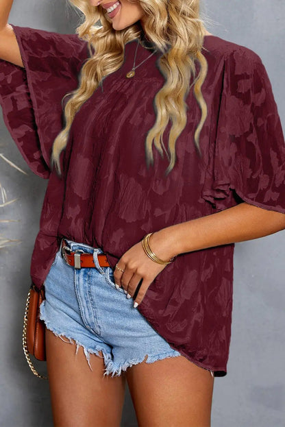 Applique Half Flutter Sleeve Top