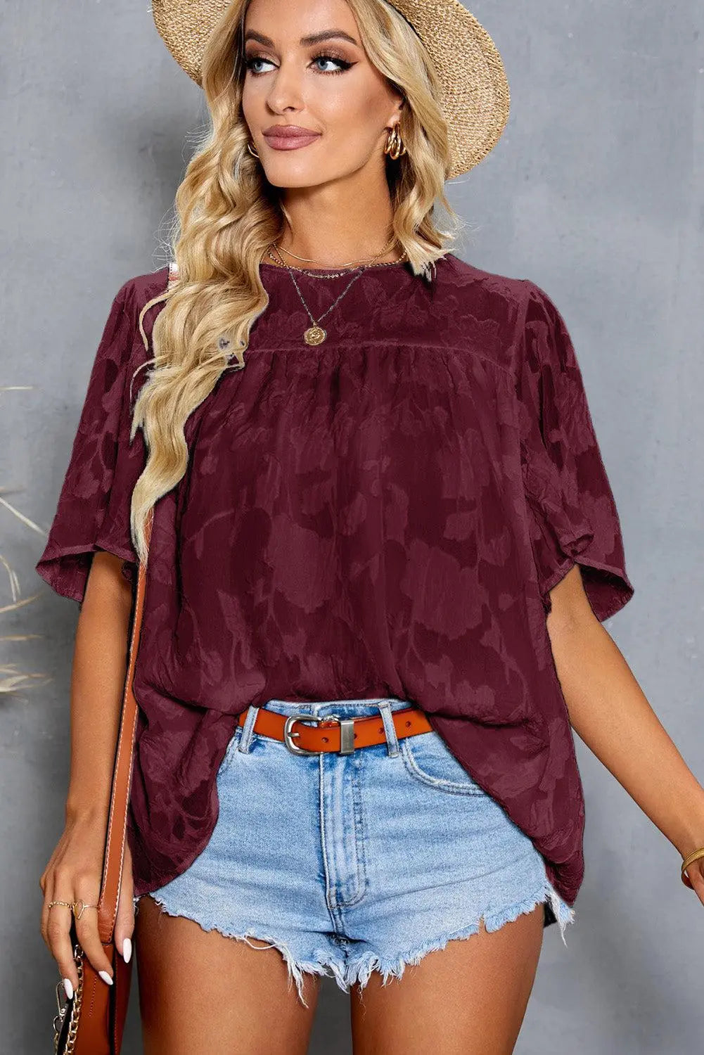Applique Half Flutter Sleeve Top
