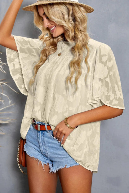 Applique Half Flutter Sleeve Top