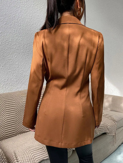 Belted Slit-Cuff Longline Blazer