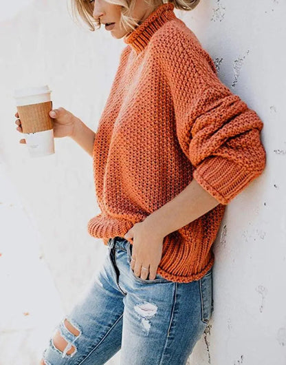 Dropped Shoulder Rolled Hem Sweater