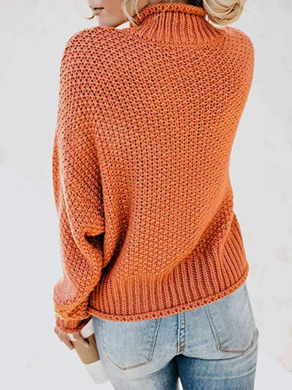 Dropped Shoulder Rolled Hem Sweater