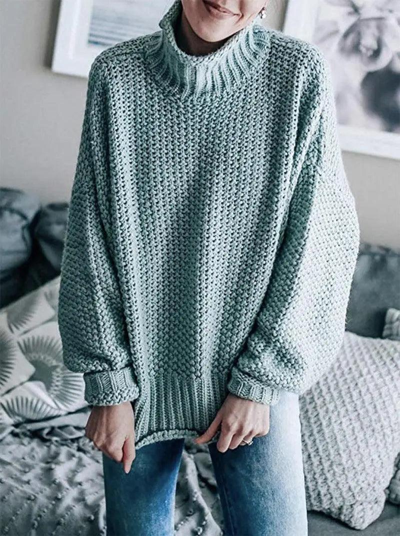 Dropped Shoulder Rolled Hem Sweater
