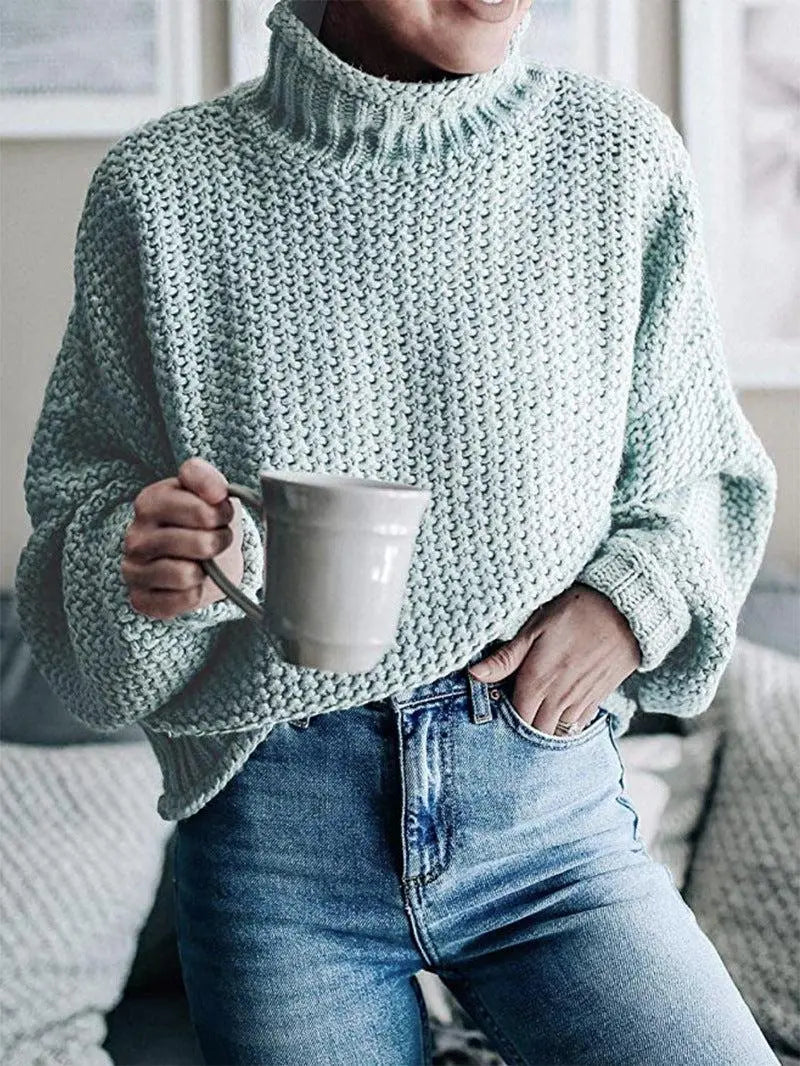 Dropped Shoulder Rolled Hem Sweater