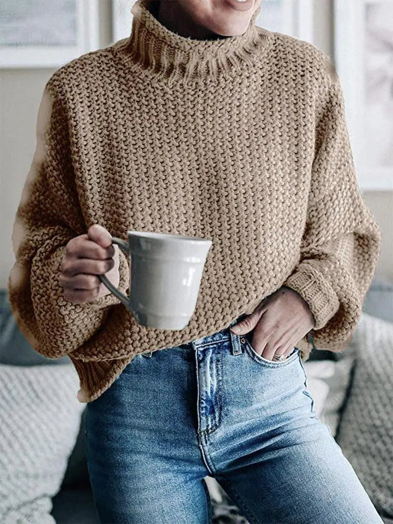 Dropped Shoulder Rolled Hem Sweater