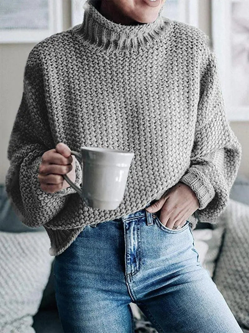 Dropped Shoulder Rolled Hem Sweater
