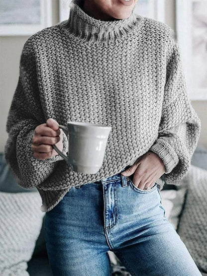 Dropped Shoulder Rolled Hem Sweater