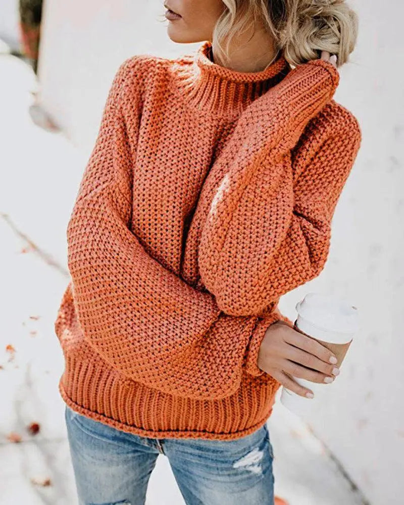 Dropped Shoulder Rolled Hem Sweater