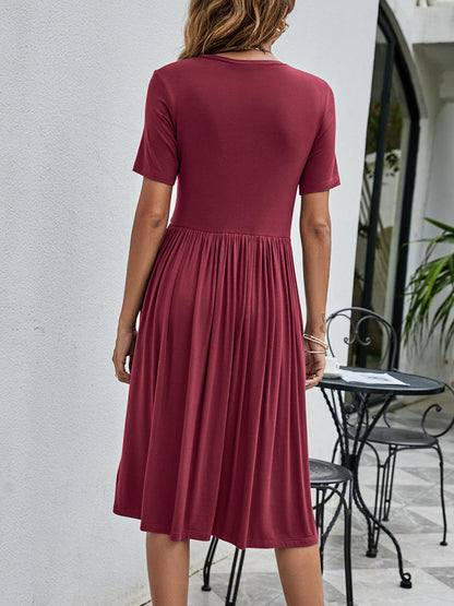 Button Detail Tee Dress with Pockets