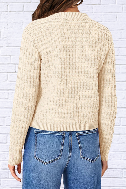 Textured Knit Button-Front Cardigan