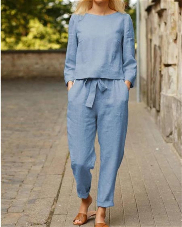 Clidress Cotton Linen Casual Soft 2 Pieces Set