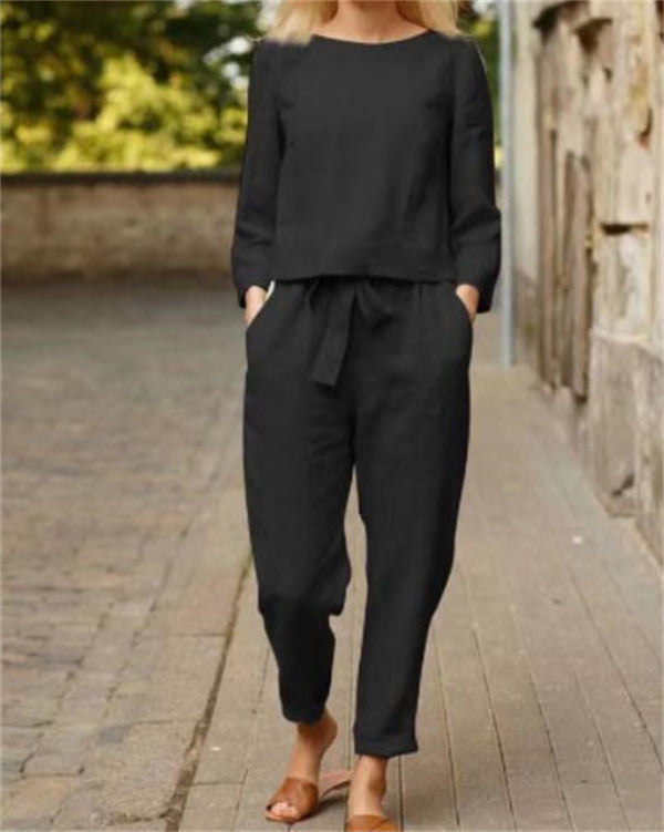 Clidress Cotton Linen Casual Soft 2 Pieces Set