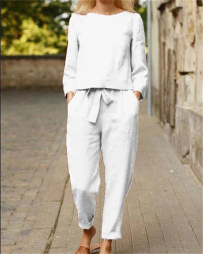 Clidress Cotton Linen Casual Soft 2 Pieces Set