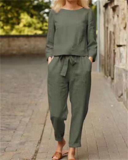 Clidress Cotton Linen Casual Soft 2 Pieces Set