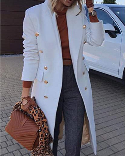 Clidress Lapel Button Down Overcoat Woollen Coat