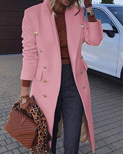 Clidress Lapel Button Down Overcoat Woollen Coat