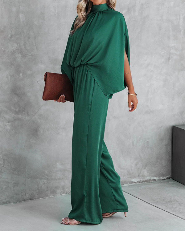 Clidress O Neck Split Bat Sleeve Jumpsuit