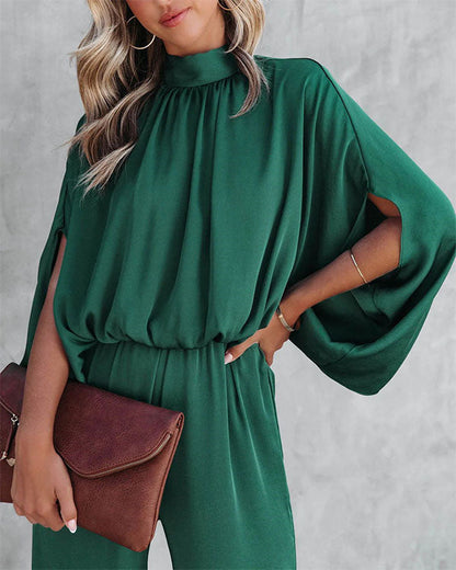 Clidress O Neck Split Bat Sleeve Jumpsuit
