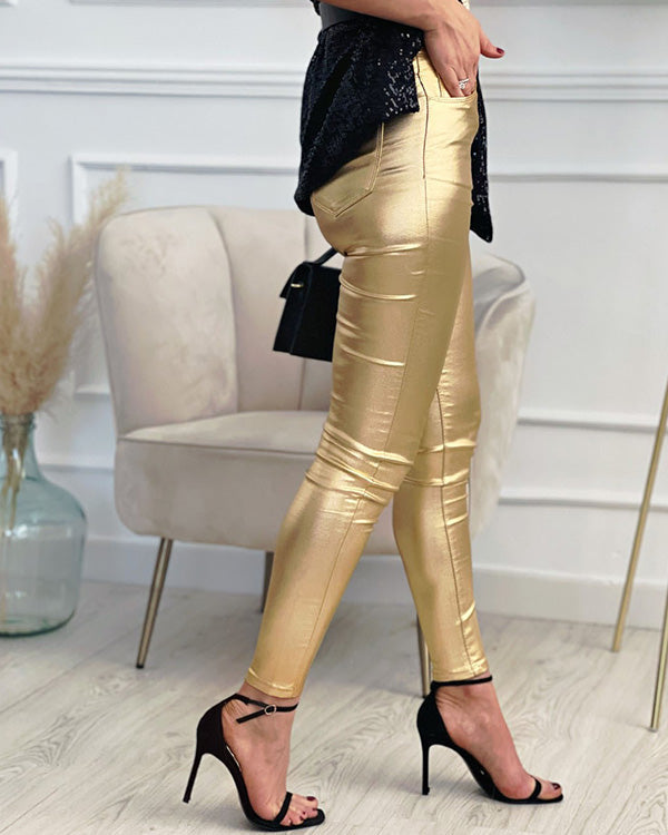 Clidress Metal Feel Leggings Pants