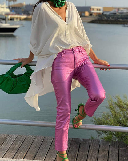 Clidress Metal Feel Leggings Pants
