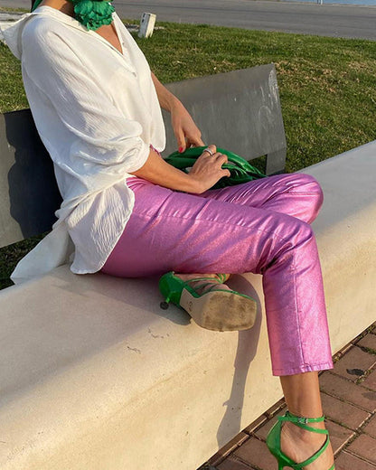 Clidress Metal Feel Leggings Pants
