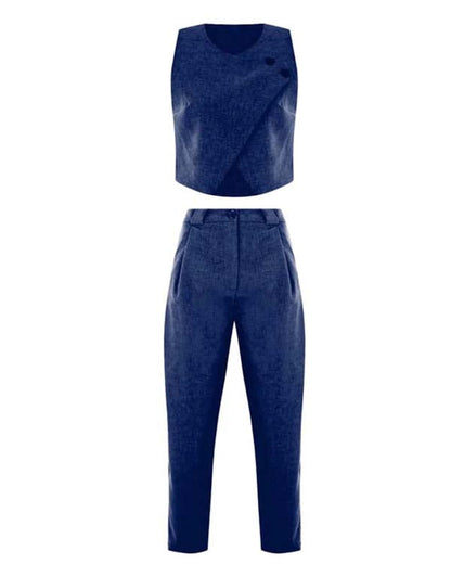 Clidress Crop Top & Straight Leg Pants OL Set