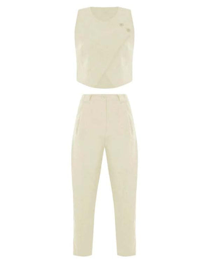 Clidress Crop Top & Straight Leg Pants OL Set