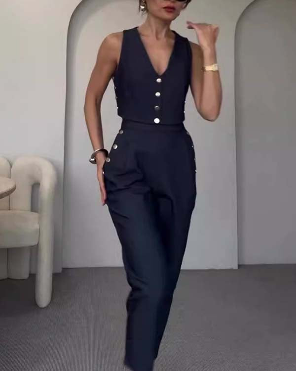 Clidress Buttons Up Vest & Pants Set