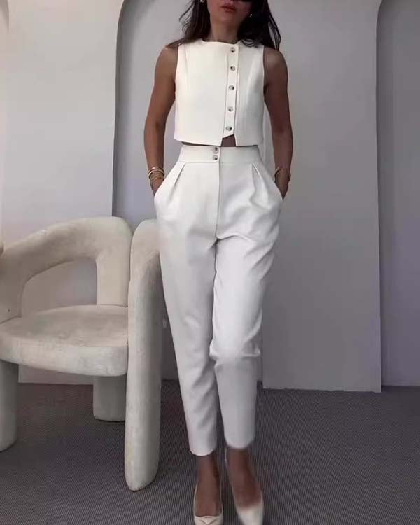 Clidress Buttons Up Top & Pants Set
