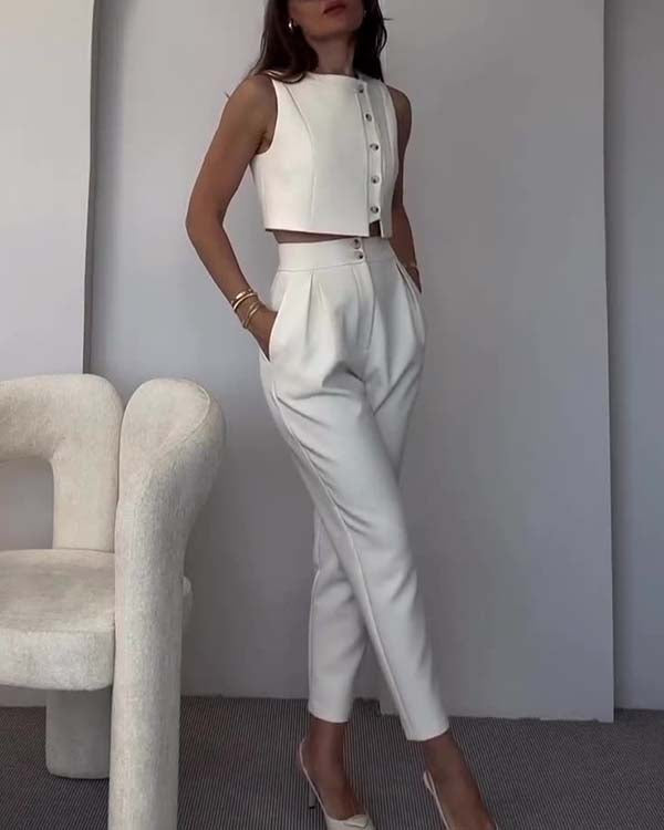 Clidress Buttons Up Top & Pants Set