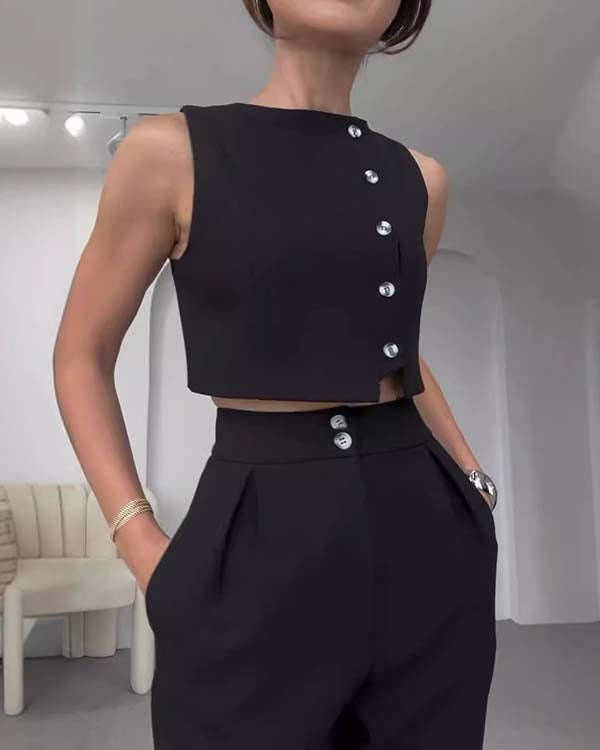 Clidress Buttons Up Top & Pants Set