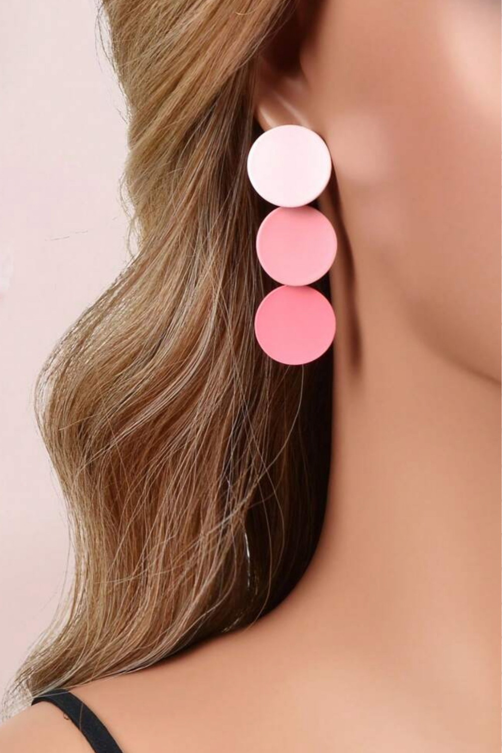Pink Ombre Circle Drop Earrings