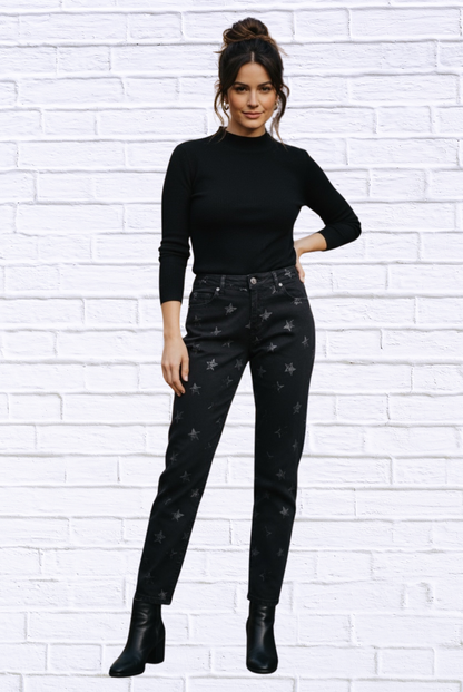 Black Cotten Sateen Stretch Pants Black