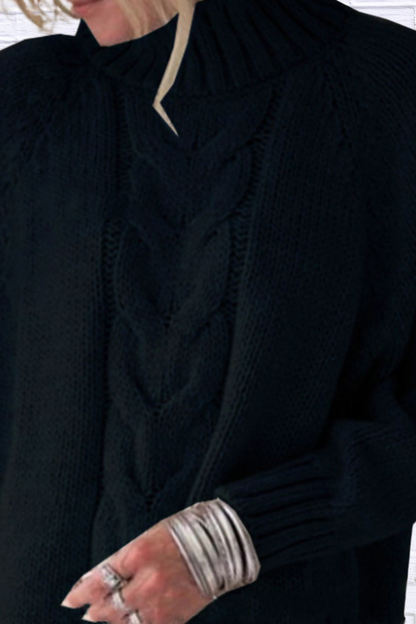 Full Size Cable-Knit Long Sleeve Sweater Plus Size