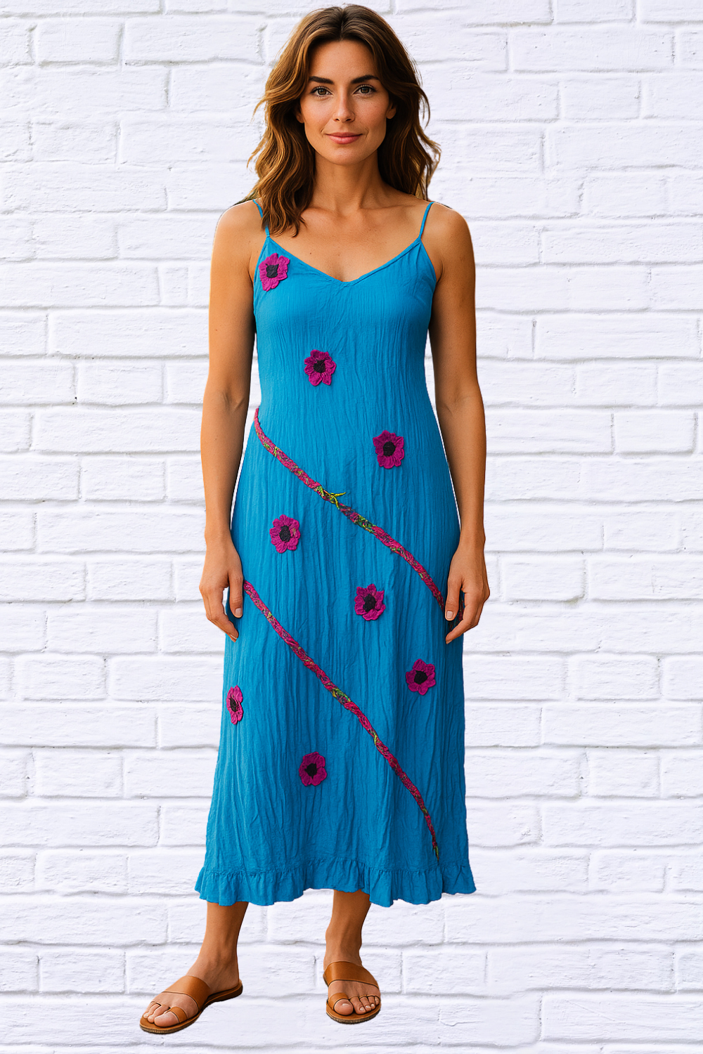 Sibella Crushed Dress Turquoise
