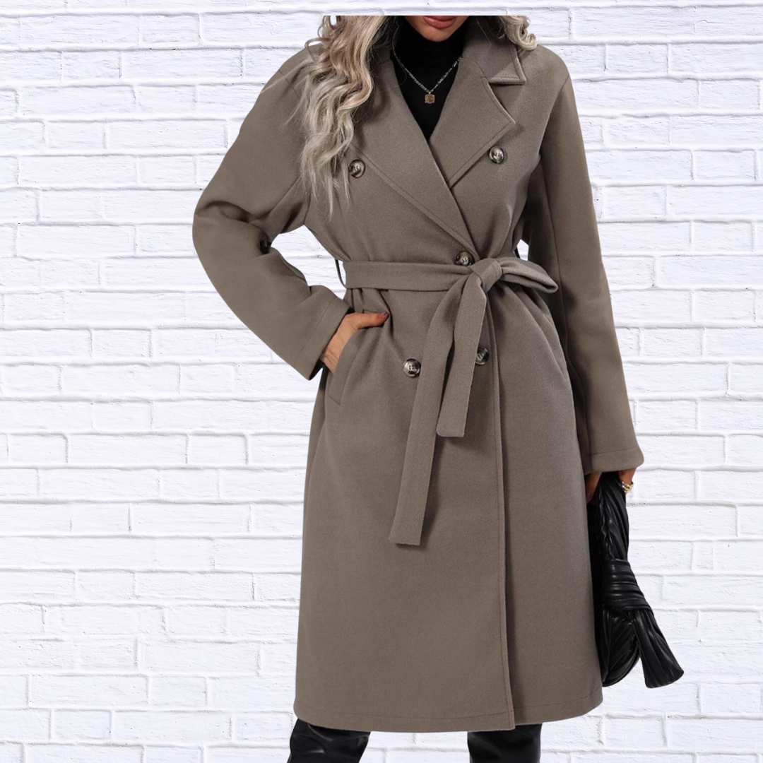 Double-Breasted Tie Waist Coat