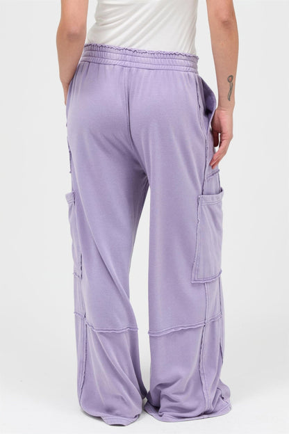 Mineral Wash Wide Leg Cargo Pants