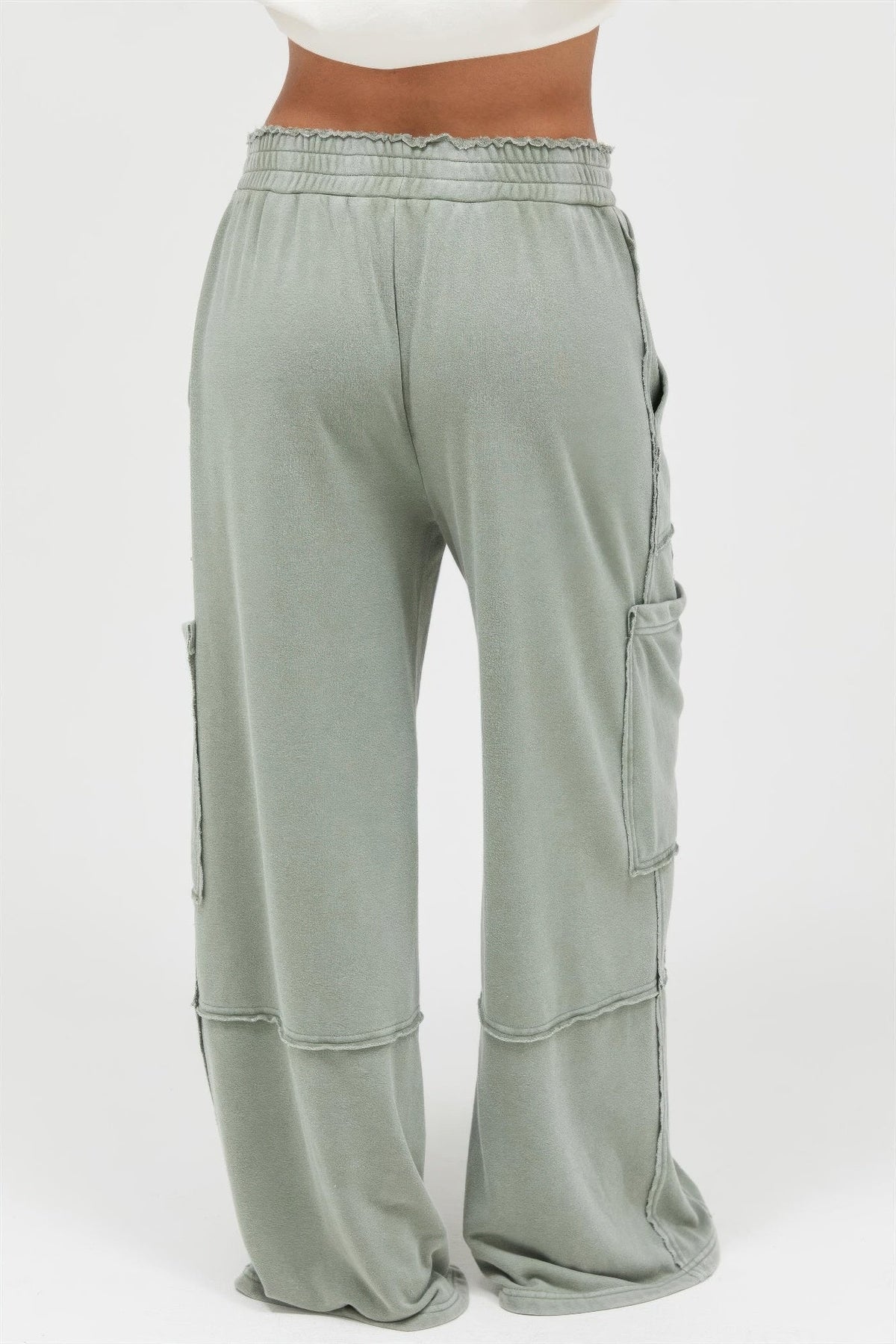 Mineral Wash Wide Leg Cargo Pants