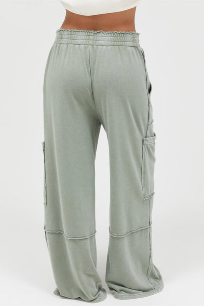 Mineral Wash Wide Leg Cargo Pants