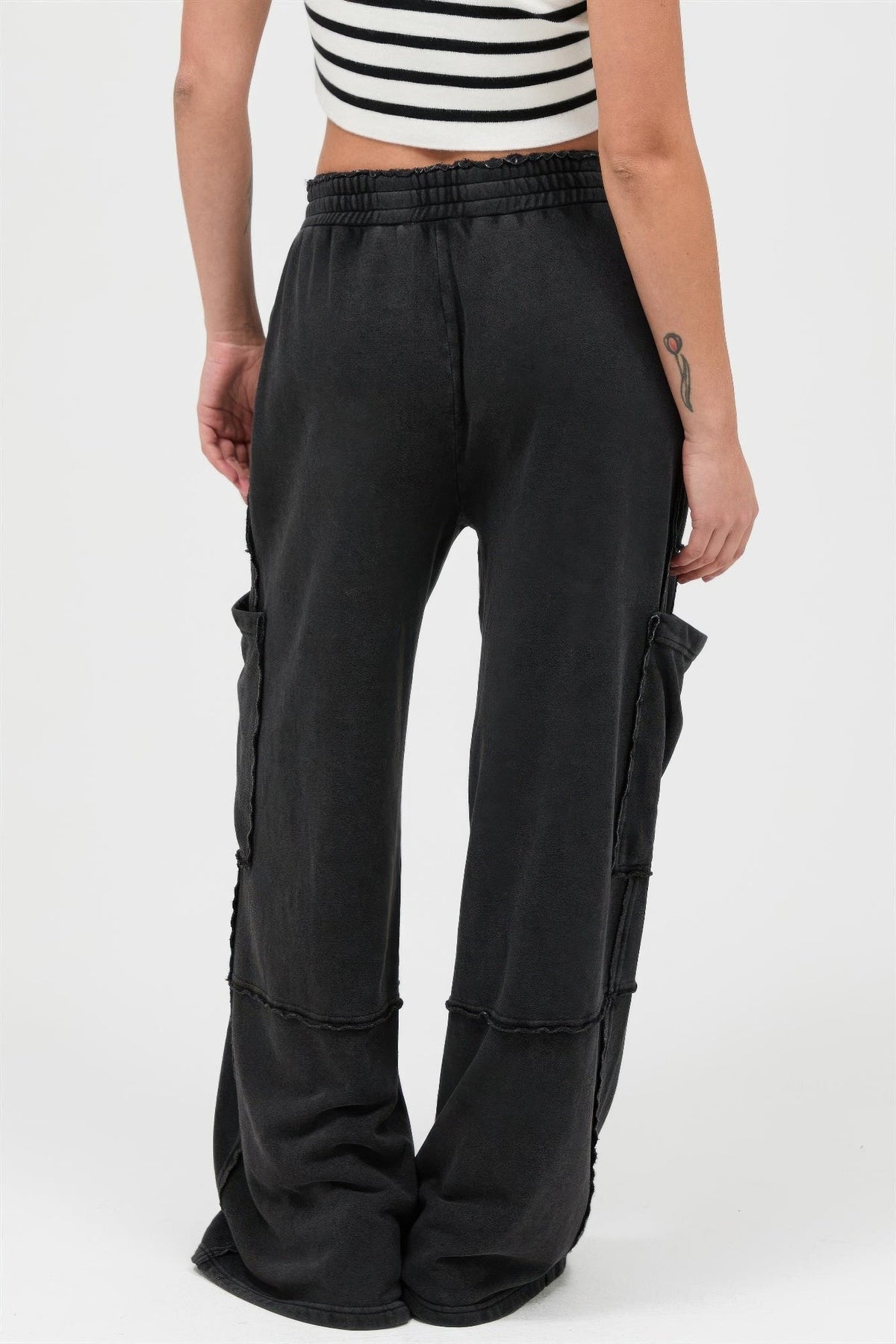 Mineral Wash Wide Leg Cargo Pants
