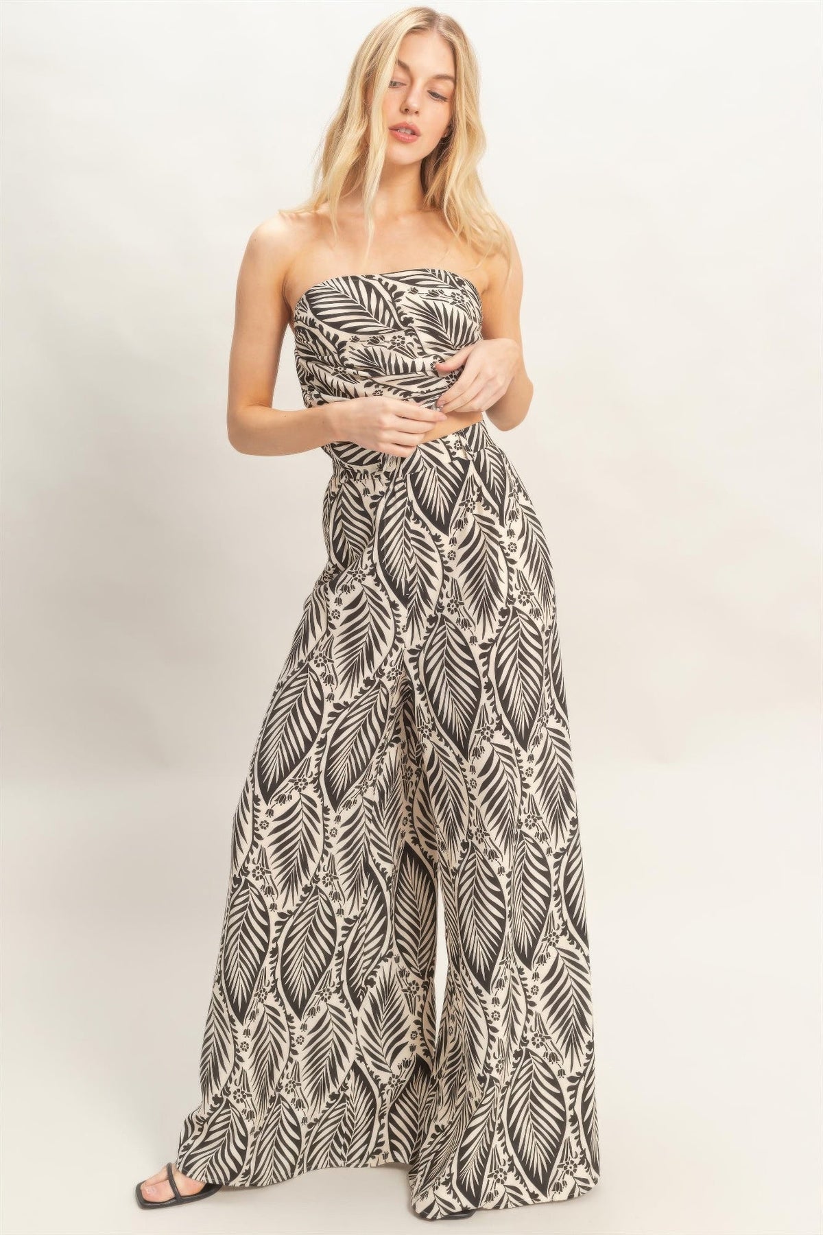 Strapless Top & Pant Print Set