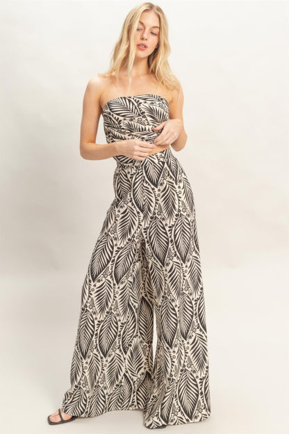 Strapless Top & Pant Print Set