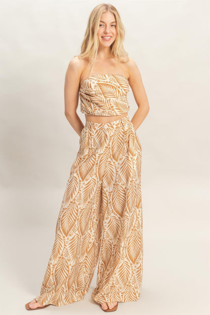 Strapless Top & Pant Print Set